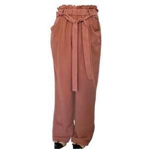 NWT Thread & Supply Berkley Paper Bag Mocha Brown Tie Waist Ankle Pants Size M